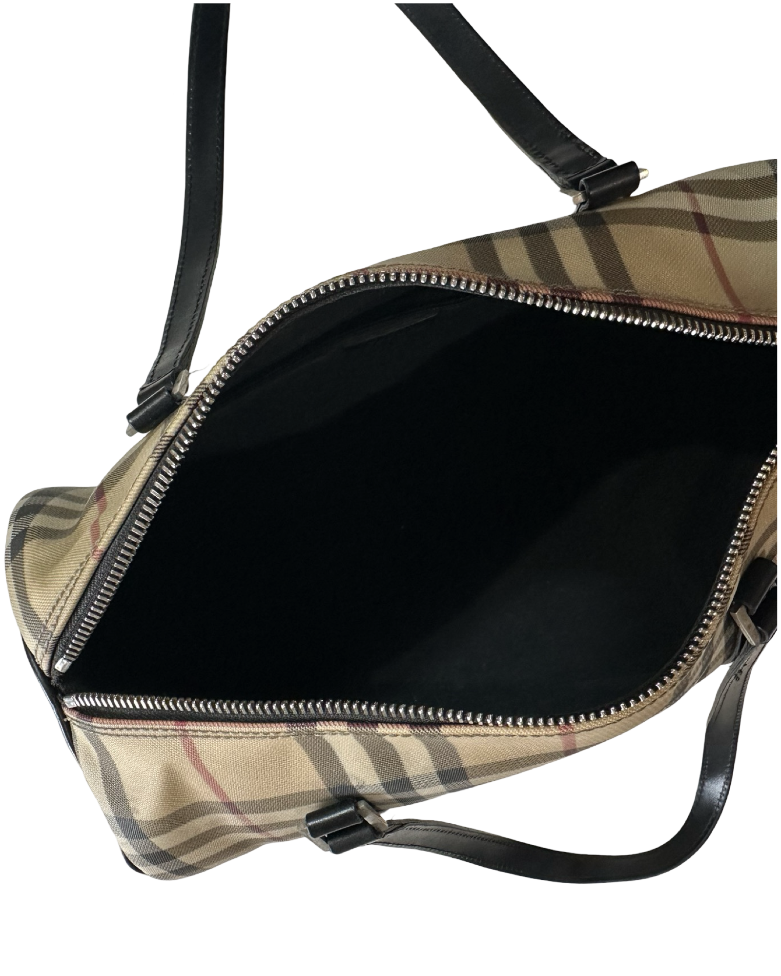 BURBERRY VINTAGE CHECK COATED CANVAS BARREL BAG