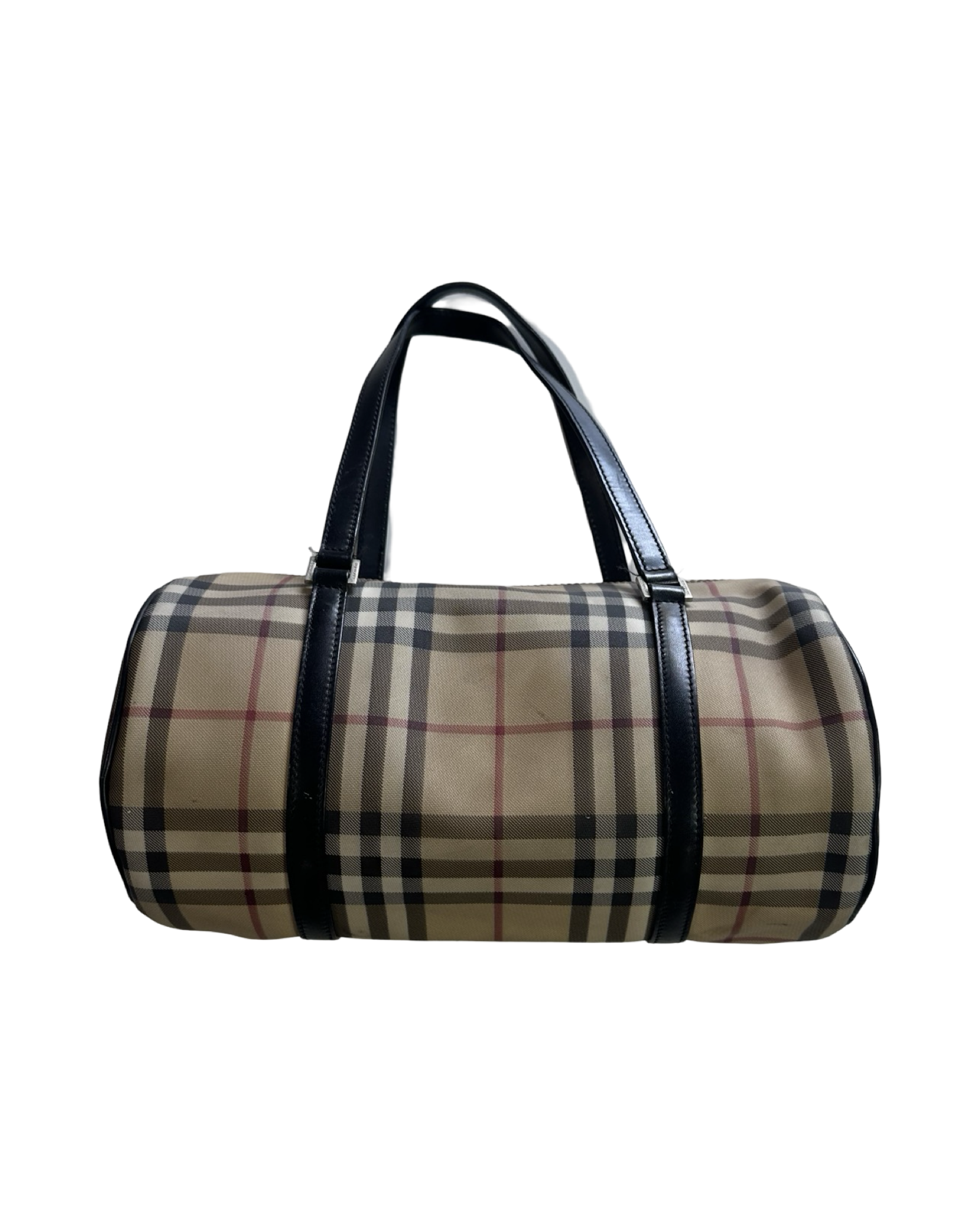 BURBERRY VINTAGE CHECK COATED CANVAS BARREL BAG