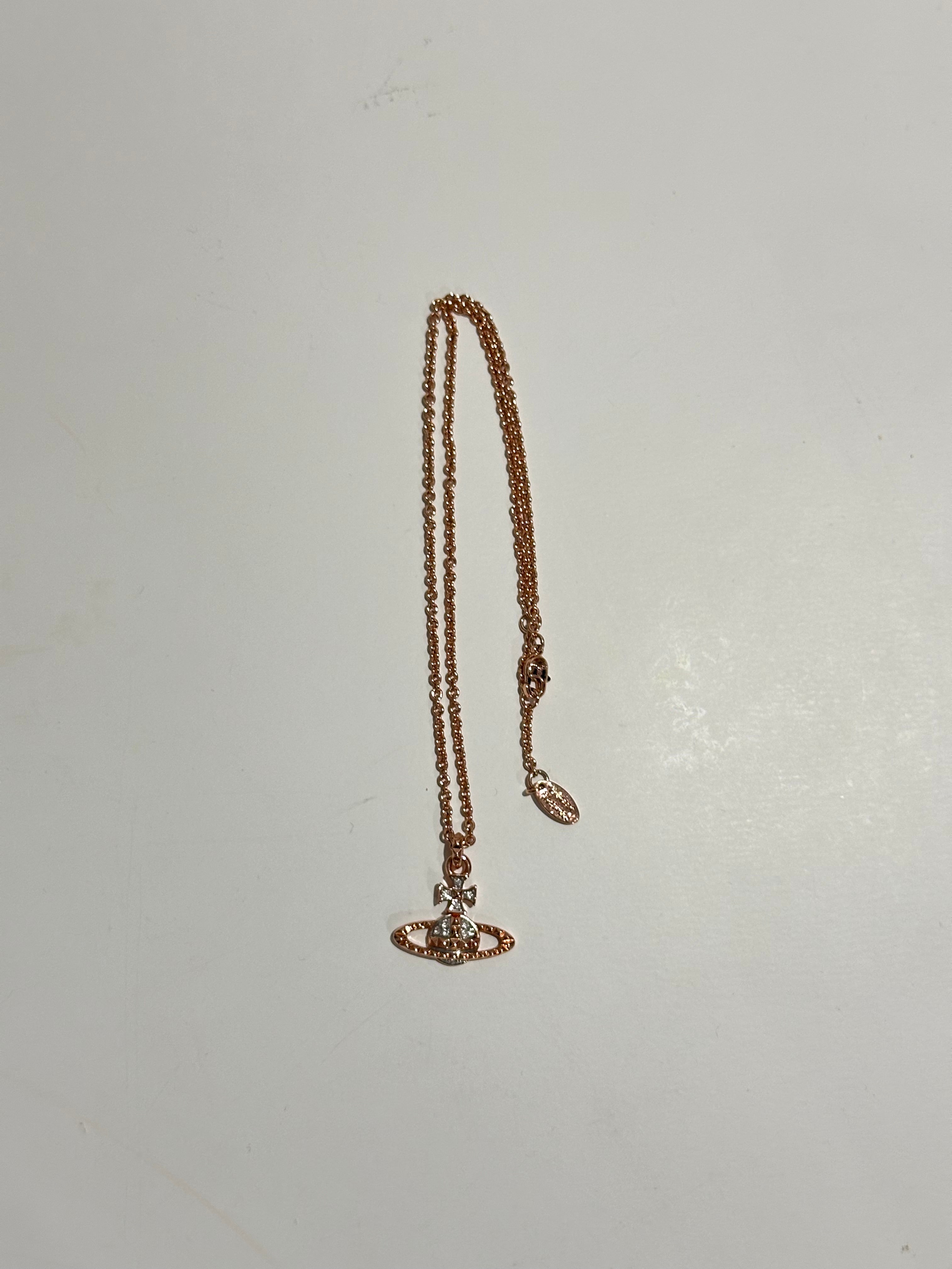 VIVIENNE WESTWOOD ROSE GOLD SATURN NECKLACE