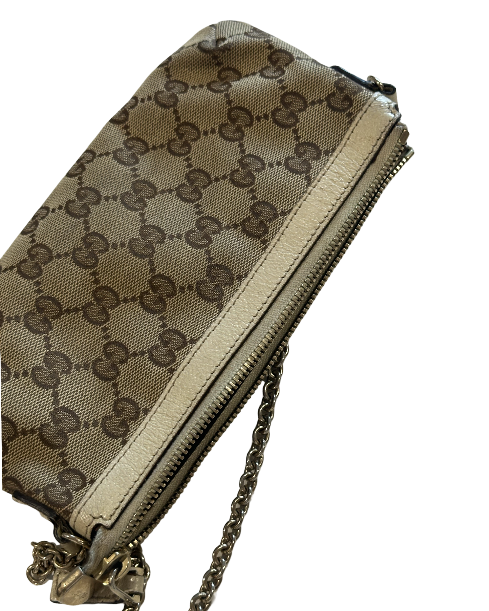 GUCCI MINI BROWN CHAIN CLUTCH BAG