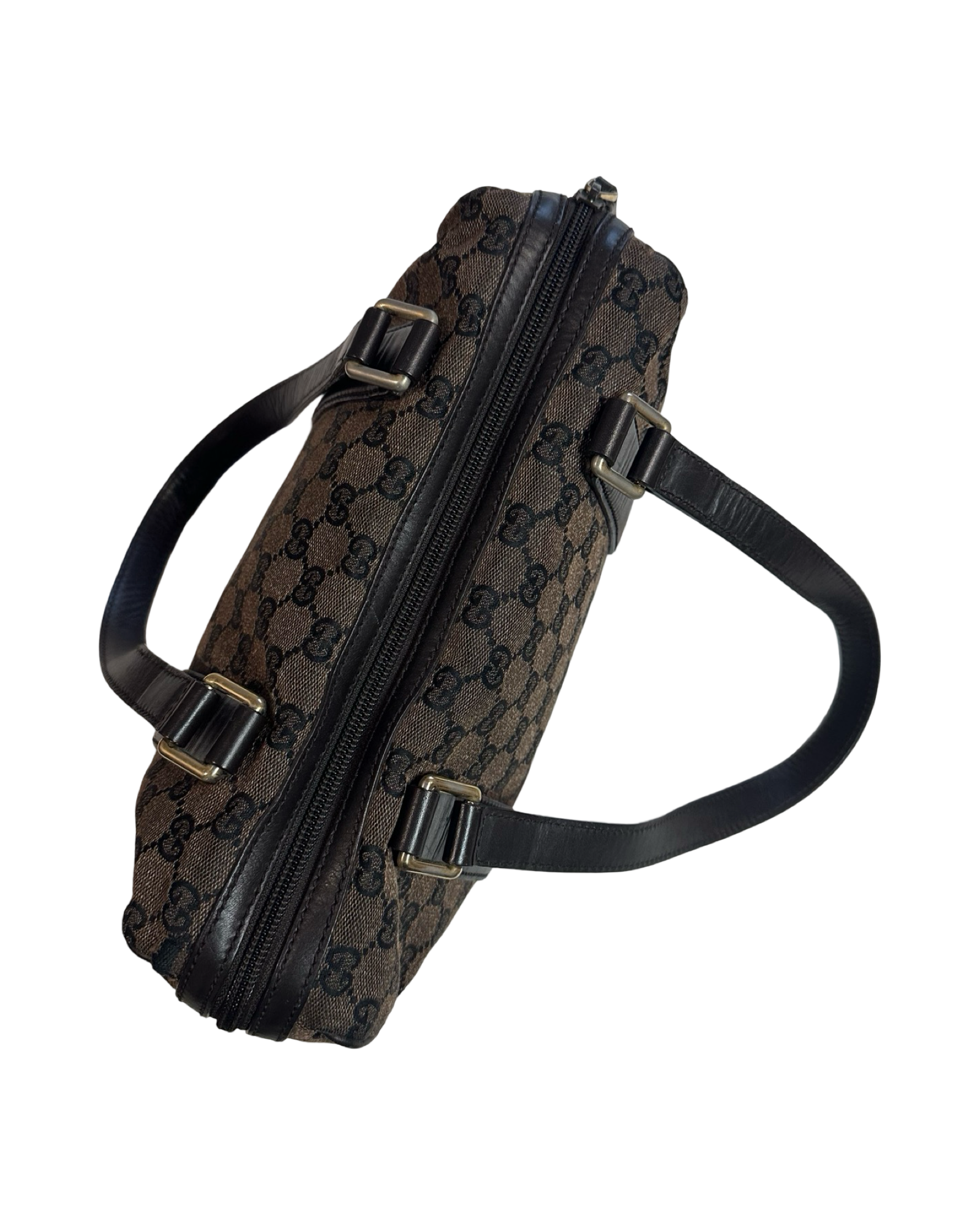 GUCCI GG CANVAS BOSTON CANVAS BROWN SHOULDER BAG