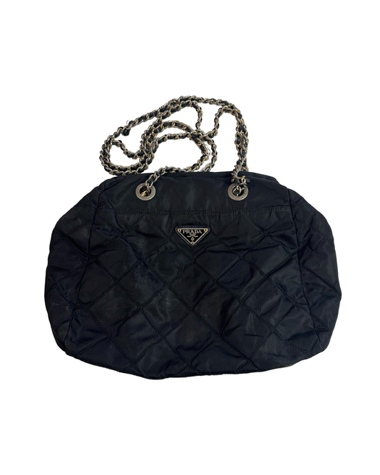 PRADA NYLON CHAIN BOSTON SHOULDER BAG