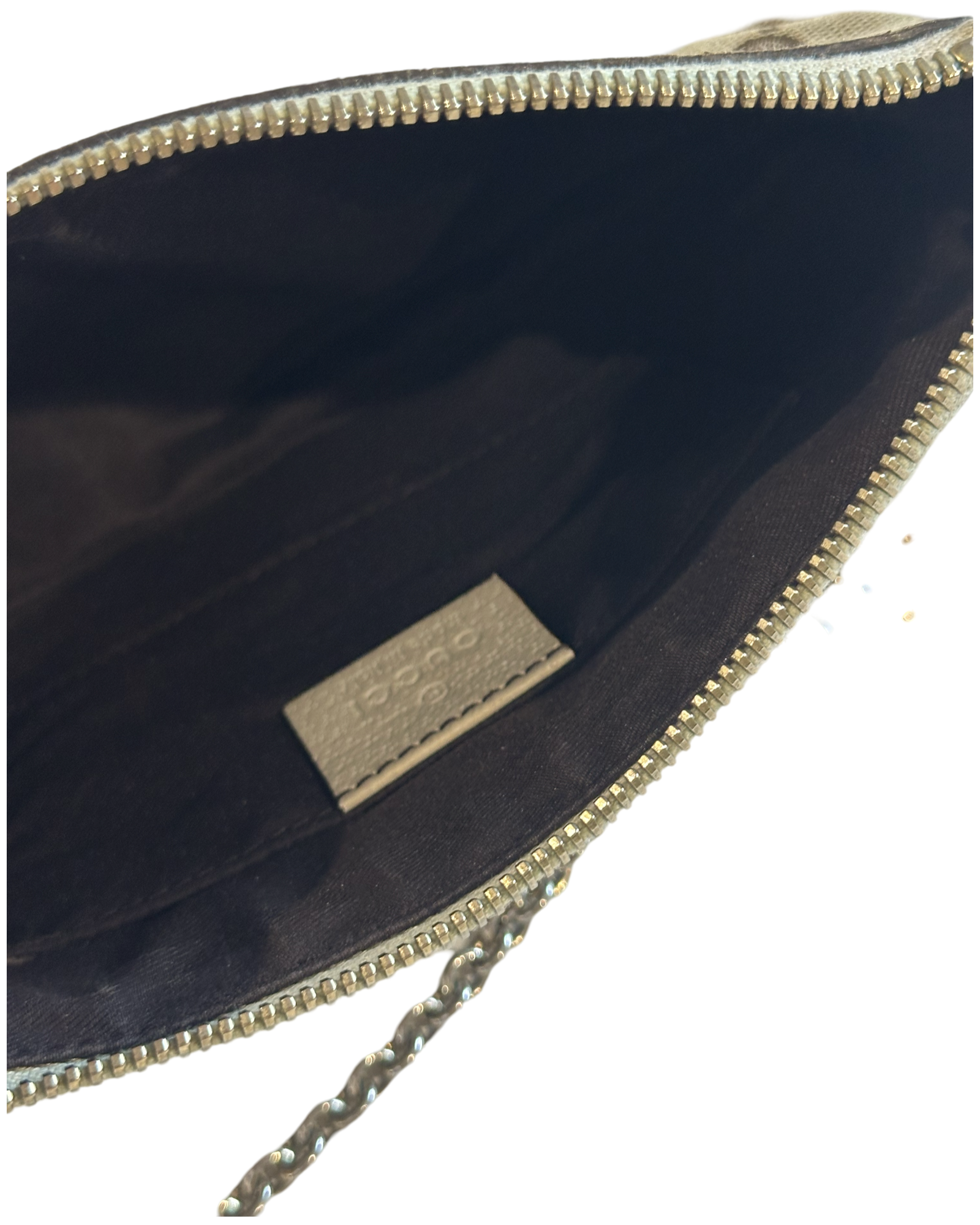 GUCCI MINI BROWN CHAIN CLUTCH BAG