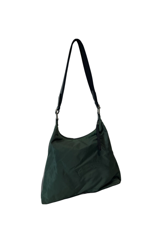 PRADA DARK GREEN NYLON SHOULDER BAG